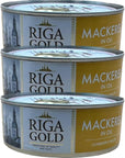 Riga Gold Mackere in Oil Kosher From Europe 240gr Pack of 3