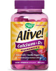 Nature's Way Premium Daily Calcium + Vitamin D3 Gummy, Bone and Immune Support*, Strawberry and Raspberry Lemonade Flavored, 60 Gummies