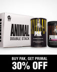 Animal Pak 44 and Primal Pre Workout Stack - Multivitamin and Mineral Vitamin Tablets Plus Focus, Pumps and Energy with Hydration Preworkout Electrolyte Powder