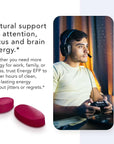 Nugevity Energy EFP Brain Booster - 60Ct Nootropic Energy Supplements for Focus & Stamina with Citicoline, Vitamin B, Ashwagandha, L-Theanine, Ginseng