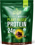 Organic Muscle Organic Vegan Protein Powder - Plant Based Strawberry Protein Powder with Pea, Hemp, Brown Rice, Chia Seed & Amino Acids - Low Calorie for Muscle Growth & Speed Recovery