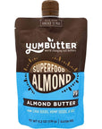 Superfood Almond Butter by Yumbutter, Gluten Free, Vegan, Non GMO, 6.2oz Pouch