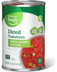 Amazon Fresh Diced Canned Tomatoes With Green Chilies 145 Oz Previously Happy Belly Packaging May Vary