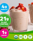 Orgain Organic Vegan Protein Powder Strawberries  Cream  21g Plant Based Protein 4g Prebiotic Fiber Low Net Carb No Lactose Ingredients No Added Sugar NonGMO For Shakes  Smoothies 203 lb