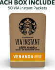 Starbucks VIA Instant Coffee Blonde Roast Packets - Veranda Blend - 1 box (50 packets)