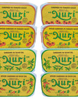 NURI Portuguese Sardines Variety Pack  8 Pack Gift Box Bundle By Seafood Aficionado  Two of Each  Pure Olive Oil Spiced Pure Olive Oil Tomato and Olive Oil AND Spiced Tomato and Olive Oil