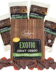 Jerkycoms Classic Exotic Jerky Variety Sampler Pack  Jerky Variety Pack with 4 Types of Jerky  Buffalo Wild Boar Venison Jerky and Elk Jerky  Exotic snacks Highprotein AllNatural Keto Diet No Added Preservatives 4 oz