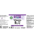 Bluebonnet Nutrition Vitamin B2 100 mg, For Cardiovascular and Nervous System Health, Soy-Free, Gluten-Free, Kosher Certified, Dairy-Free, Vegan, Non-GMO, 100 Vegetable Capsules, 100 Servings