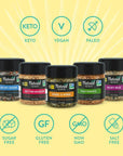 Natural Heaven 5 Piece Seasoning Set Variety Pack, Seafood, Pasta, Burger, Chicken Wing & Rice Herb Seasonings and Spices Set for Grilling & Cooking, Vegan, Sugar Free & Gluten Free Seasoning