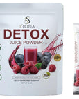 XTOPIA Berries Detox Juice Powder Blueberries Acai Berry Raspberry Lcarnitine Marine Collagen and More Superfood Organic Vegan AntioxidantRich Keto Friendly Bag of 25 Sticks 35g Each