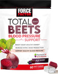 Force Factor Total Beets Blood Pressure Support Supplements with Beet Powder, Great-Tasting Beets Chewables for Heart-Healthy Energy, and Increased Nitric Oxide, 60 Chews