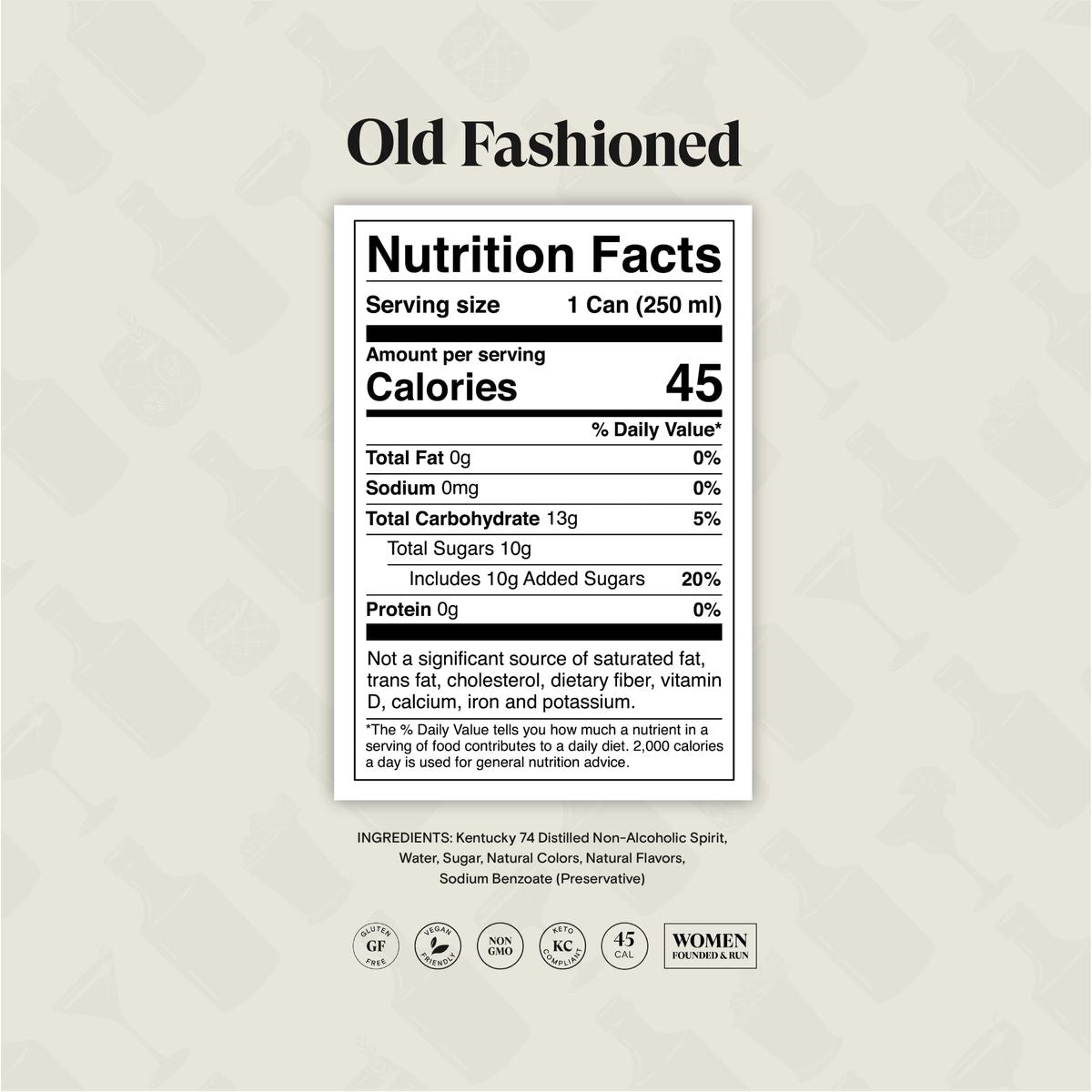 SPIRITLESS Old Fashioned  NonAlcoholic PourOver Old Fashioned Cans  Ready to Drink or Mocktail  Cocktail Mixer  NonGMO  Vegan  45 Calories  845 Fl Oz Cans Pack of 12