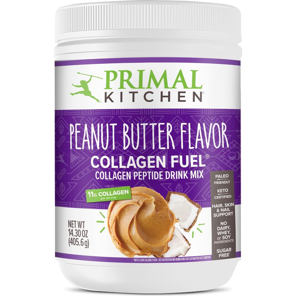 Primal Kitchen Collagen Fuel Collagen Peptide Drink Mix, Peanut Butter, No Dairy Coffee Creamer and Smoothie Booster, 14.3 Ounces