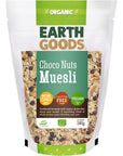 Earth Goods Organic Gluten-Free Choco Nuts Muesli, Non-Gmo, Gluten- Free, Vegan, 340G