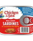 Chicken of the Sea Sardines in Louisiana Hot Sauce Wild Caught 375 oz Can Pack of 18 Packaging May Vary