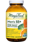 MegaFood Men's 55+ One Daily - Multivitamin for Men with Vitamin B12, Vitamin C, Vitamin D & Zinc - Optimal Aging & Immune Support Supplement - Vegetarian - Made Without 9 Food Allergens - 120 Tabs