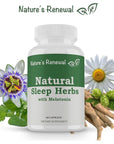 Natures Renewal Natural Sleep Supplement  Melatonin Valerian Root Ashwagandha Magnesium Chamomile Nighttime Homeopathic Herbal Sleeping Aid for Adults  60 Capsules