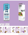 Zest Plant Powered Natural Energy Sparkling Drink  Passionfruit Berry  150mg Caffeine  100 mg LTheanine  12oz Can 12 Pack  Low Sugar 60 Cals Healthy Coffee Substitute Non GMO High Caff Blend