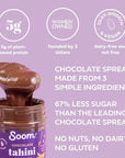 Soom Foods Chocolate Sesame Spread  12oz 2 Pack  Made with 3 Ingredients Low Sugar DairyFree NutFree GlutenFree Palm OilFree  5g Protein  Better for You Chocolate Spread