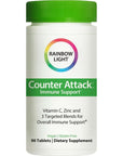 Rainbow Light Counter Attack Immune Support, Dietary Supplement Provides Immune Support, With Vitamin C, Zinc and 3 Targeted Herbal Blends, Vegan and Gluten Free, 90 Count