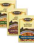 Alessi Autentico Premium Soups Traditional Flavors 6oz Variety Pack of 3