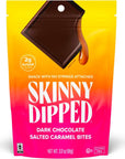 SkinnyDipped Dark Chocolate Salted Caramel Bites 2g Sugar per Piece Keto Friendly No Palm Oil Gluten Free 4 Pack