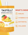 Tastelli Konjac Jelly Infused with Collagen Drink  Vitamin C  Antioxidants  10 Calories Vegan Zero SugarHealthy Drinkable Dessert Pouch  Mango Pineapple  150mL x 10 Pouches