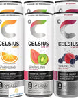 CELSIUS Energy Drink - Functional Essential Energy Drink Sparkling Orange - 12 Fl Oz each (Variety Pack of 6)