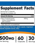 Nutricost Coleus Forskohlii 500mg, 60 Capsules - Maximum Strength Formula