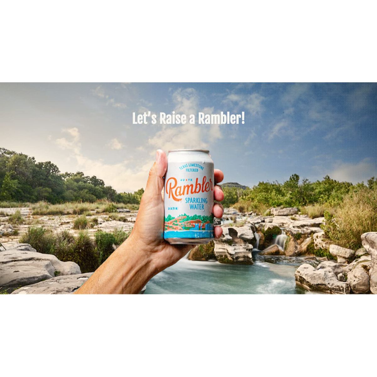 AUTX RAMBLER Original Sparkling Water 24Pack 12oz Cans Texas Limestone Filtered Sparkling Water