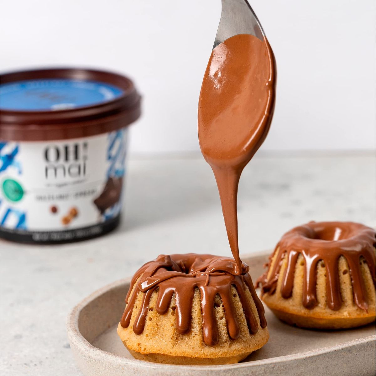 OH Mai  Sugar Free Hazelnut Chocolate Cocoa Spread Fudge and Candy Melt 705 oz Jar  Gluten Free Stevia Sweetened for Breakfast Topping Snacks Dessert Made in Spain Pack of 4