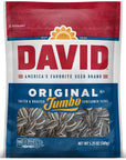 DAVID Seeds Original Salted and Roasted Jumbo Sunflower Seeds, Keto Friendly Snack, 5.25 OZ Bags, 12 Pack