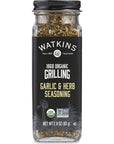 Watkins Organic Grilling Garlic & Herb Seasoning, Non-GMO, Kosher, 2.9 Oz, 1-Pack