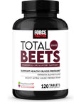 Force Factor Total Beets Blood Pressure Support Supplement with Nitrates & Grapeseed Extract to Boost Nitric Oxide, Circulatory Cardiovascular Vasodilator Heart Health Vitamins, 120 Count(Pack of 1)