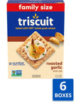 Triscuit Roasted Garlic Whole Grain Wheat Crackers Family Size 6  125 oz Boxes