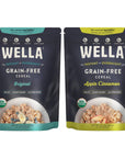 Wella Cereal Oatmeal Alternative GlutenFree Breakfast Hot Cereal GrainFree Paleo Organic Vegan High Protein Superfood PlantBased NonGMO Low in Net Carbs MultiServe Bags Bundle Original  Apple Cinnamon Flavors 2 Count 128 oz Bags