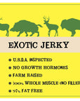 Jerkycoms Classic Exotic Jerky Variety Sampler Pack  Jerky Variety Pack with 4 Types of Jerky  Buffalo Wild Boar Venison Jerky and Elk Jerky  Exotic snacks Highprotein AllNatural Keto Diet No Added Preservatives 4 oz