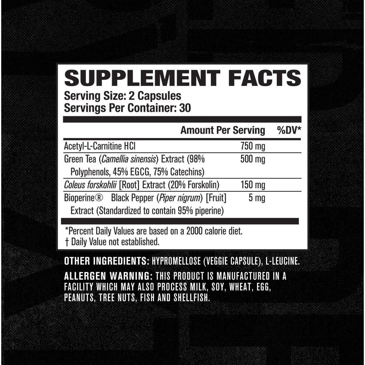 Lean-XT Caffeine Free Fat Burner - Non Stim Weight Loss Supplement, Appetite Suppressant, &amp; Metabolism Booster with Acetyl L-Carnitine, Green Tea Extract, &amp; Forskolin - 60 Natural Diet Pills