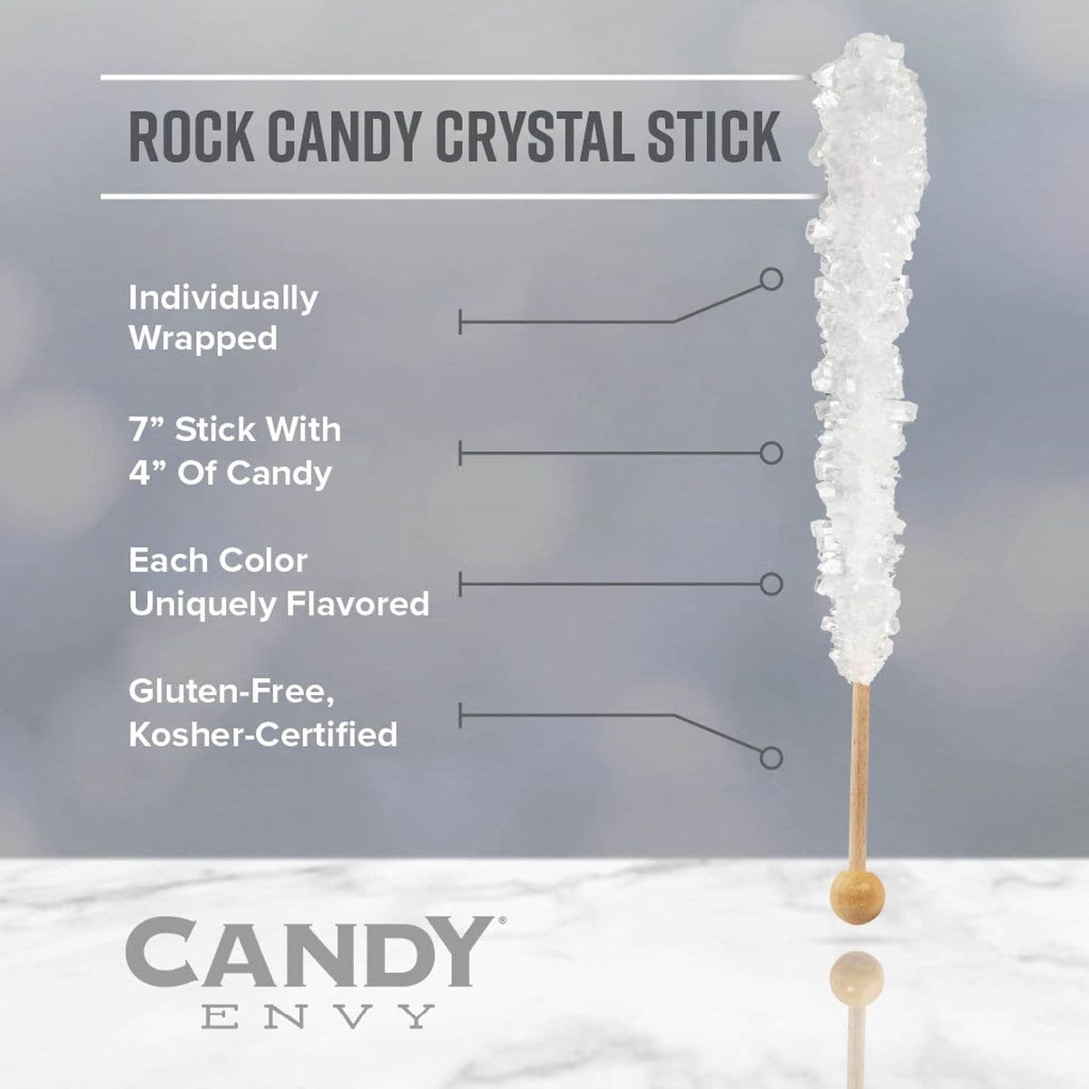 Candy Envy  Mermaid Rock Candy Sugar Sticks  10 Indiv Wrapped  Pink Light Blue Lavender