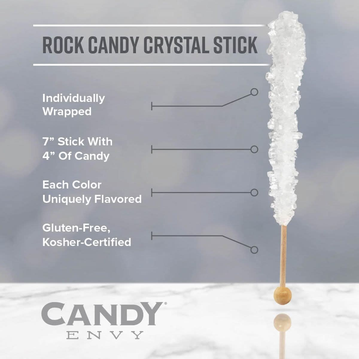 Candy Envy  Blue Rock Candy Sugar Sticks  Blue Raspberry Flavored  12 Indiv Wrapped