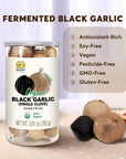 SUNGIVEN Black Garlic Ajo Negro Single Clove 100 Organic Fermented For 90 Days 0 Additives High In Antioxidants USDA Ready To Eat Ail Noir Bio Ajo Negro Orgánico 881 oz 250 g