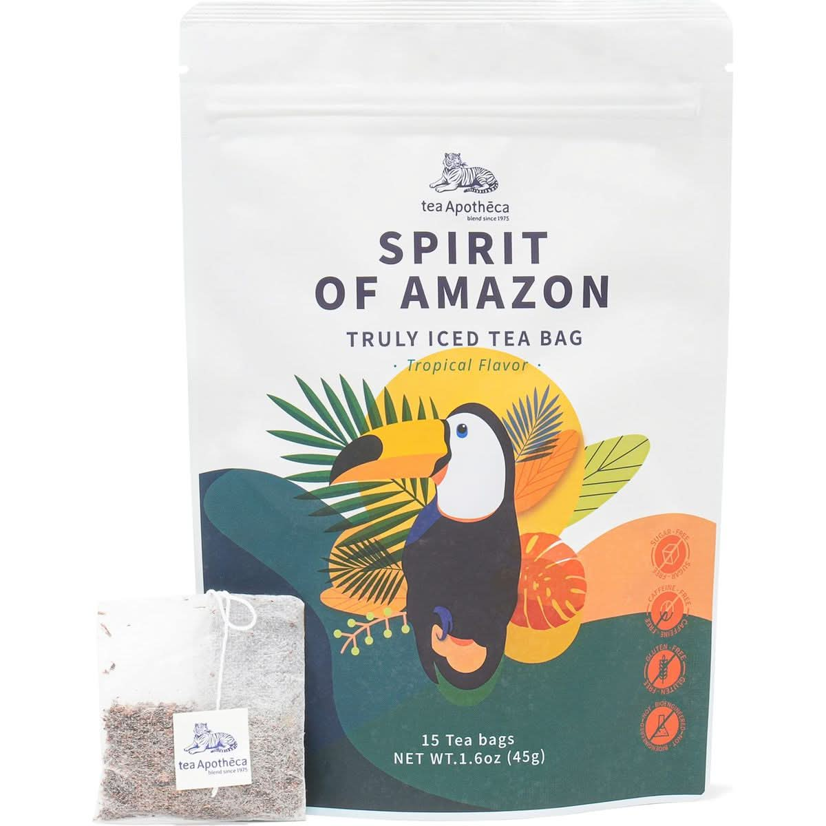 Tea Apotheca  Spirit of Amazon Iced Tea Bag  Rooibos Tangerine Peel Honeybush Monk Fruits  Refreshing Sweet Beverages Sugar Free Caffeine Free Gluten Free Herbal blending tea 15 teabags