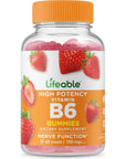 Lifeable Vitamin B6 100mg - Great Tasting Natural Flavor Gummy Supplement Vitamins - Non-GMO Gluten Free Vegan Chewable B 6 - for Nerve Function Support - for Adults Men Women Kids - 60 Gummies