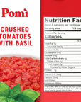 Pomì Crushed Tomatoes with Basil  Creamy Velvety Italian Tomato Sauce with a Touch of Salt No Additives or Preservatives Tomato Crushed  Made from 100 Fresh Italian Tomatoes  138oz Pack of 12