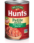 Hunts Petite Diced Tomatoes Garlic  Olive Oil 145 oz