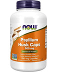 NOW Supplements, Psyllium Husk Caps 500 mg, Non-GMO Project Verified, Natural Soluble Fiber, Intestinal Health*, 200 Veg Capsules