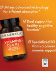 Dr. Mercola Vitamins D3 & K2, 90 Servings (90 Capsules), Dietary Supplement, Supports Immune Health, Non GMO, NSF Certified