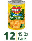 DEL MONTE Lite Apricot Halves in Extra Light Syrup Canned Fruit 15 oz can12 Pack