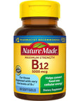 Nature Made Maximum Strength Vitamin B12 5000 mcg, Dietary Supplement for Energy Metabolism Support, 60 Softgels, 60 Day Supply