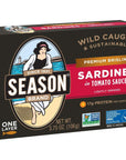 Season Brisling Sardines in Tomato Sauce  Wild Caught 17g of Protein Keto Snacks More Omega 3s Than Tuna Kosher High in Calcium Canned Sardines One Layer  375 Oz Tins 6Pack